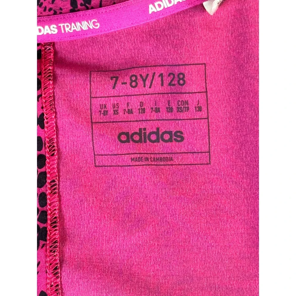 Adidas G TI AOP Tee Girls Size 7-8Y Pink Snakeskin Excellent Slim Fit